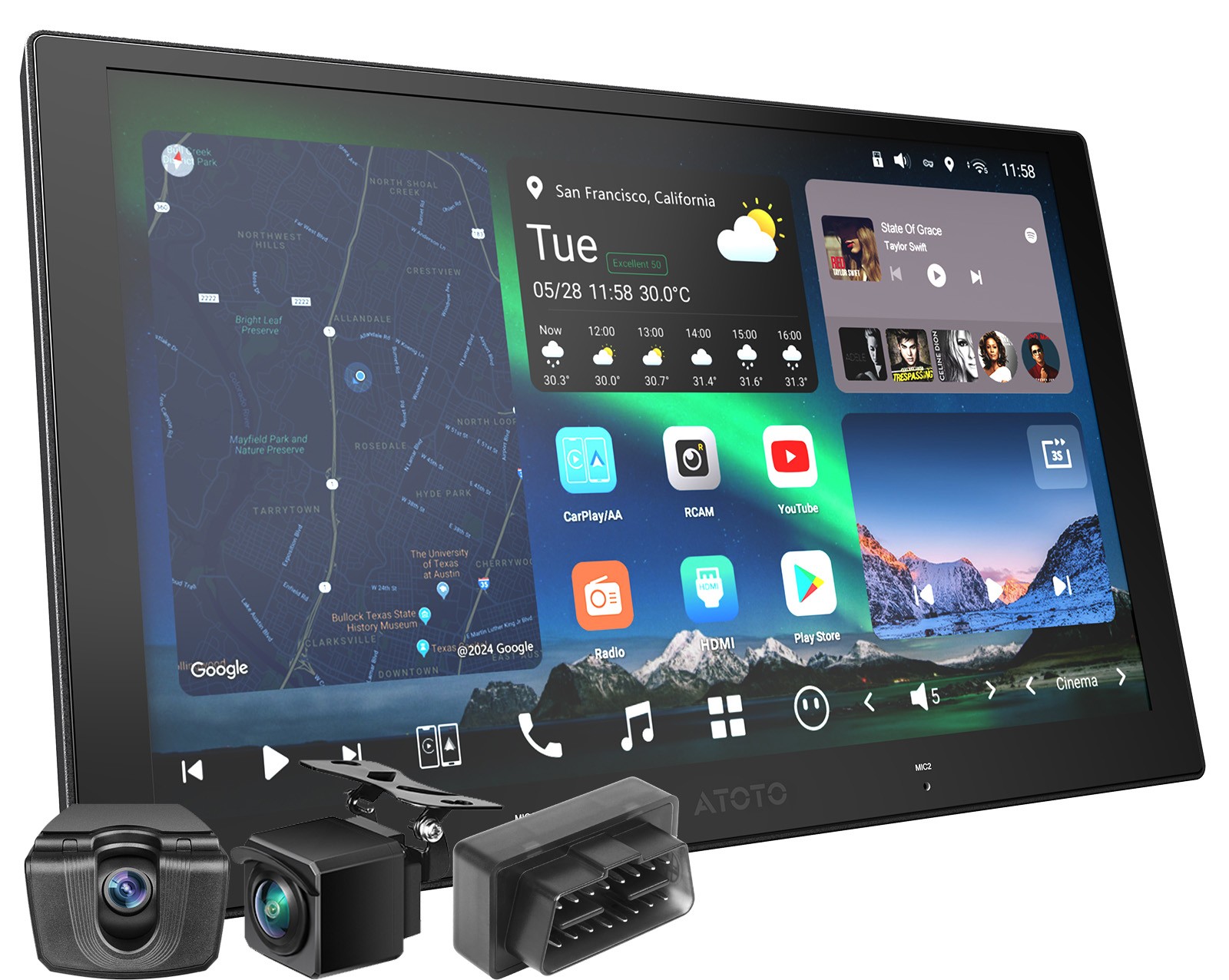 ATOTO X10 9″ Android Double DIN Car Stereo Wireless CP &AA Smart Parking Monitor