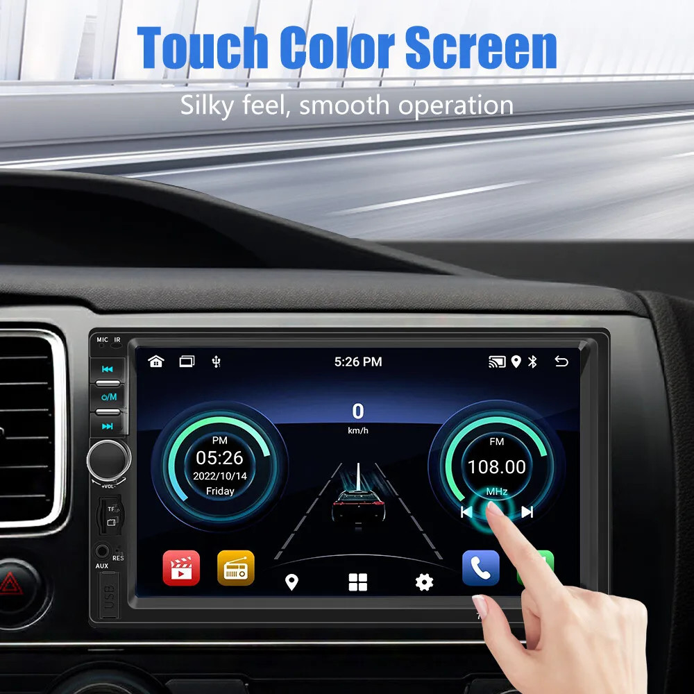 7″ Double 2 DIN Car MP5 Player Bluetooth Touch Screen FM Stereo Radio + Camera,