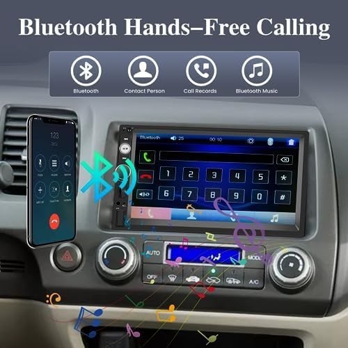 Double Din Bluetooth Car Stereo – 7 Inch Touch Screen Car Radio with Mirror L…