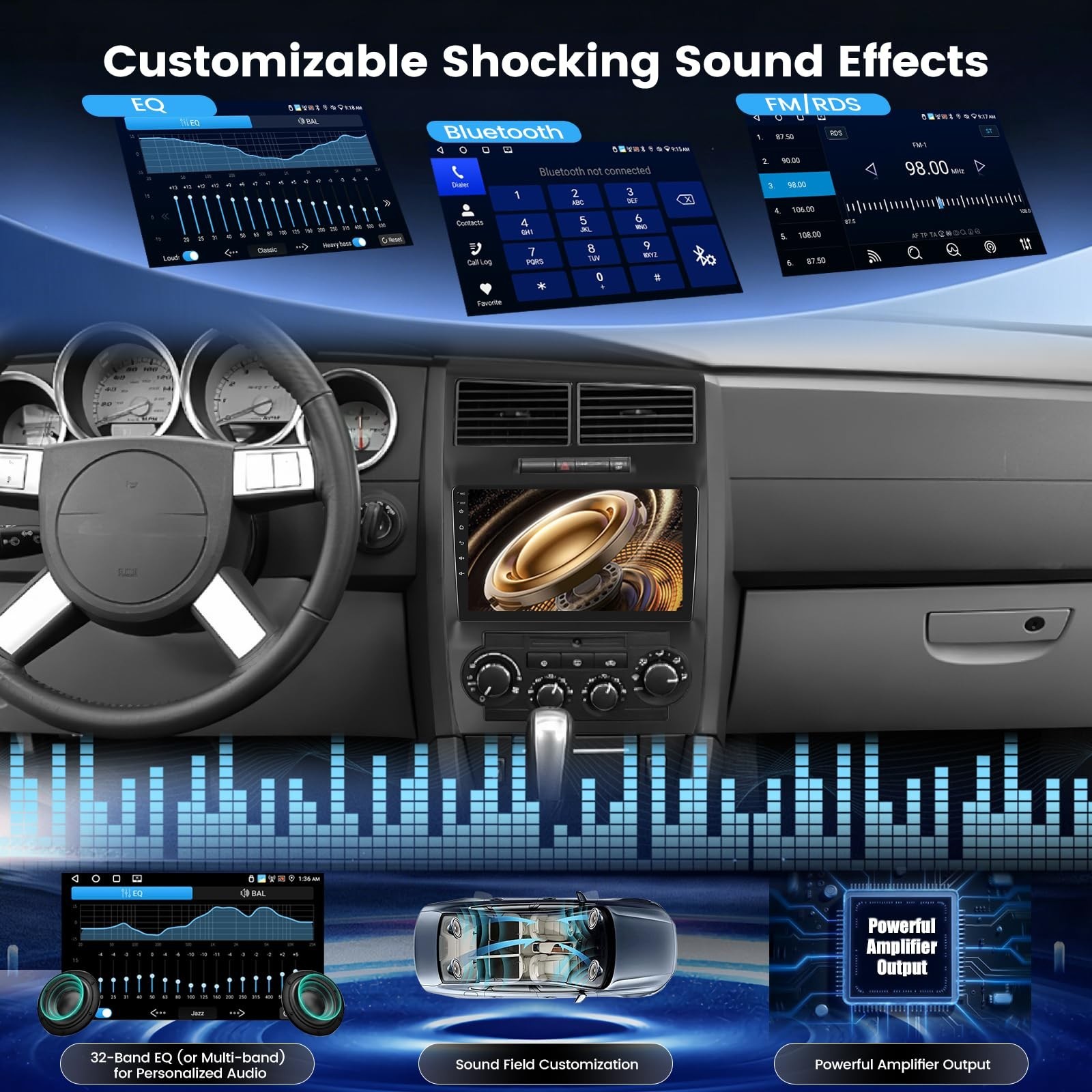 9″ IPS 1280×720 Android Radio for Dodge Charger/Magnum 2005-2007, 2G+64G Char…