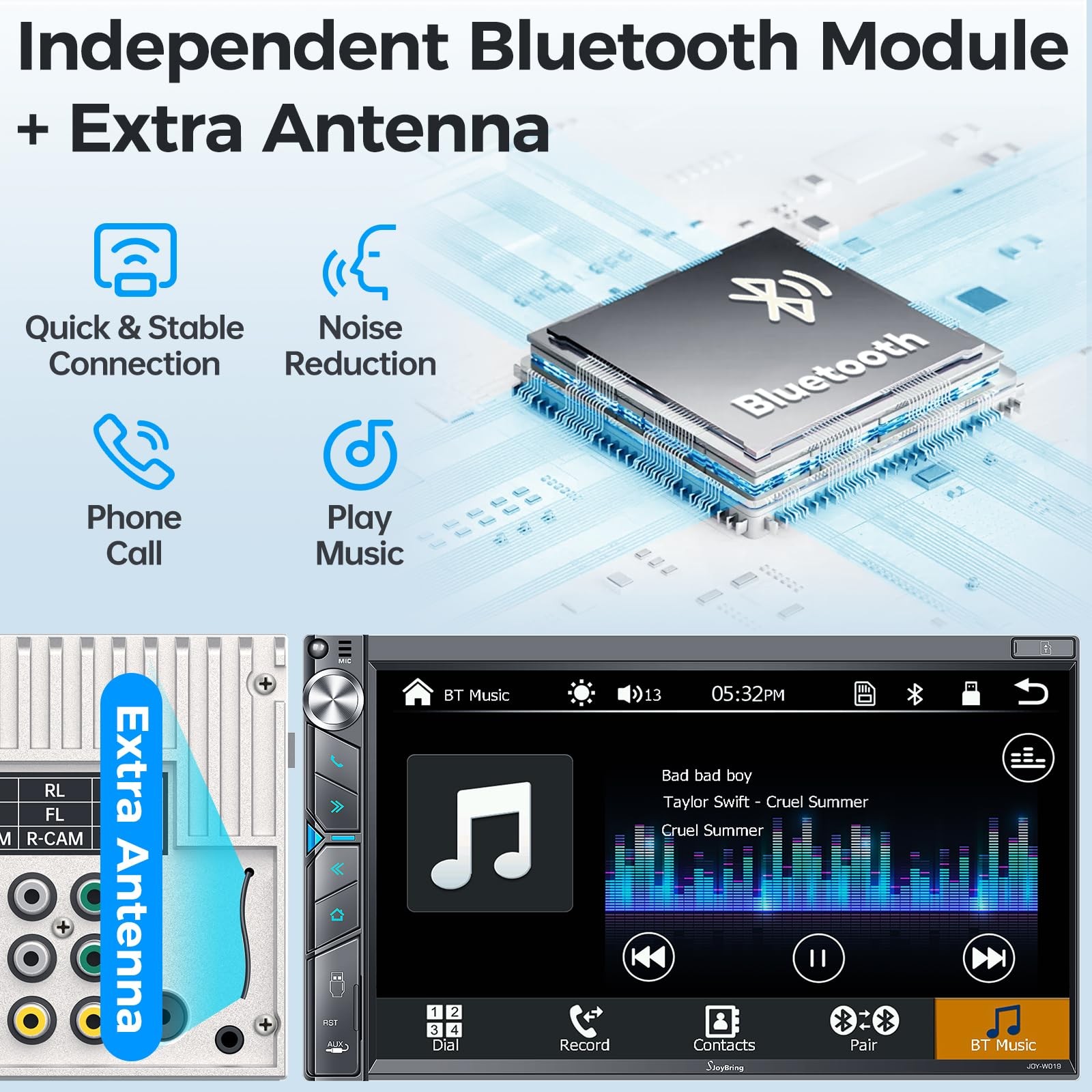 SJoyBring Double Din Car Stereo with Dash Cam, Wireless Apple CarPlay & Andro…