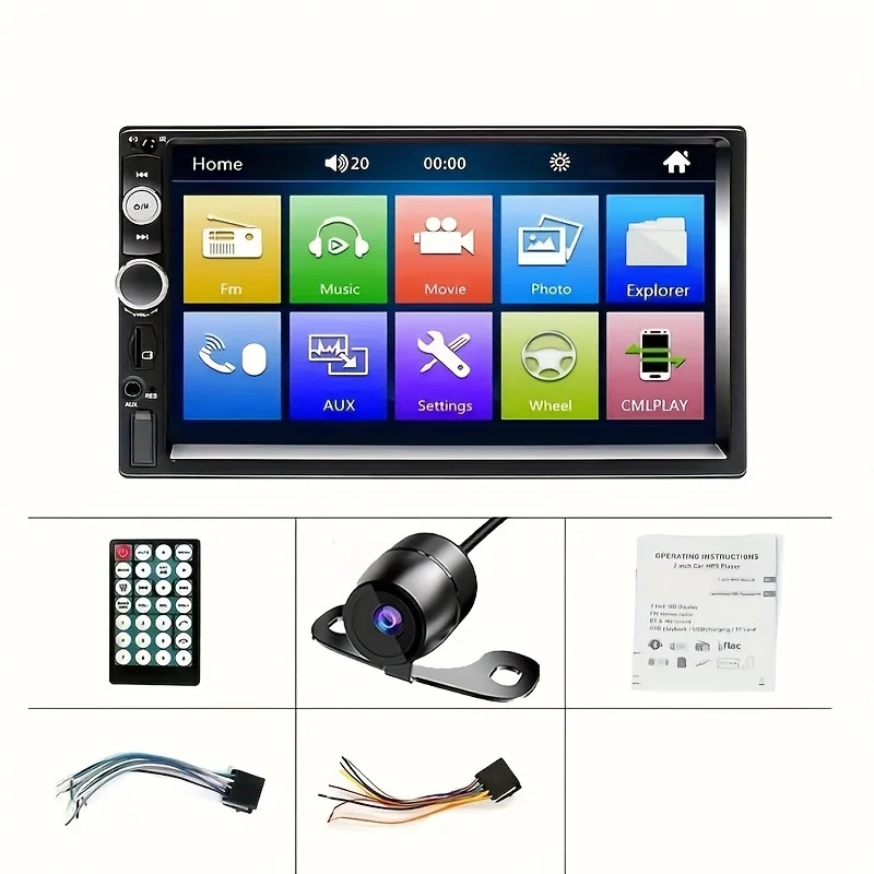 7″ Double 2 DIN Car MP5 Player Bluetooth Touch Screen Stereo Radio With Camera