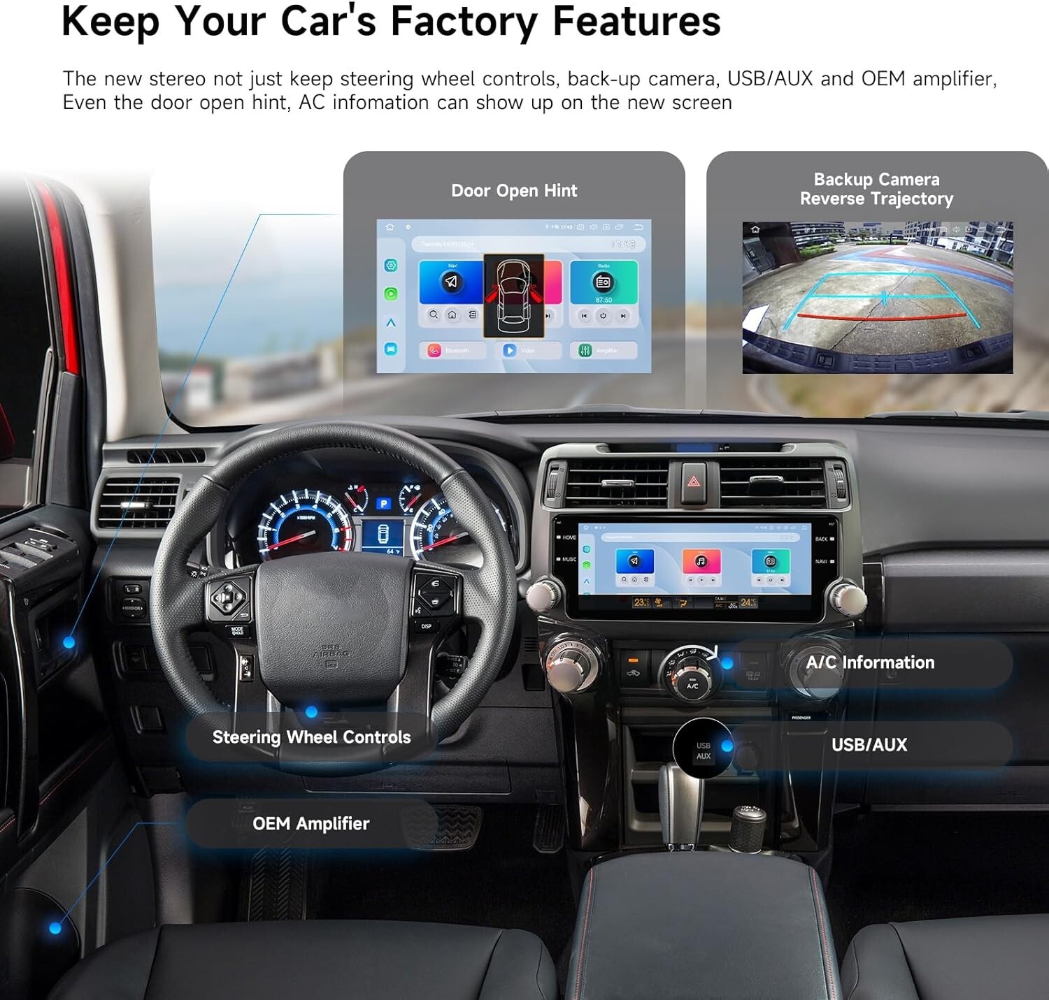 Dasaita 10.2″ Apple CarPlay Android 13 Car Radio for Toyota 4Runner 2010-2019 BT