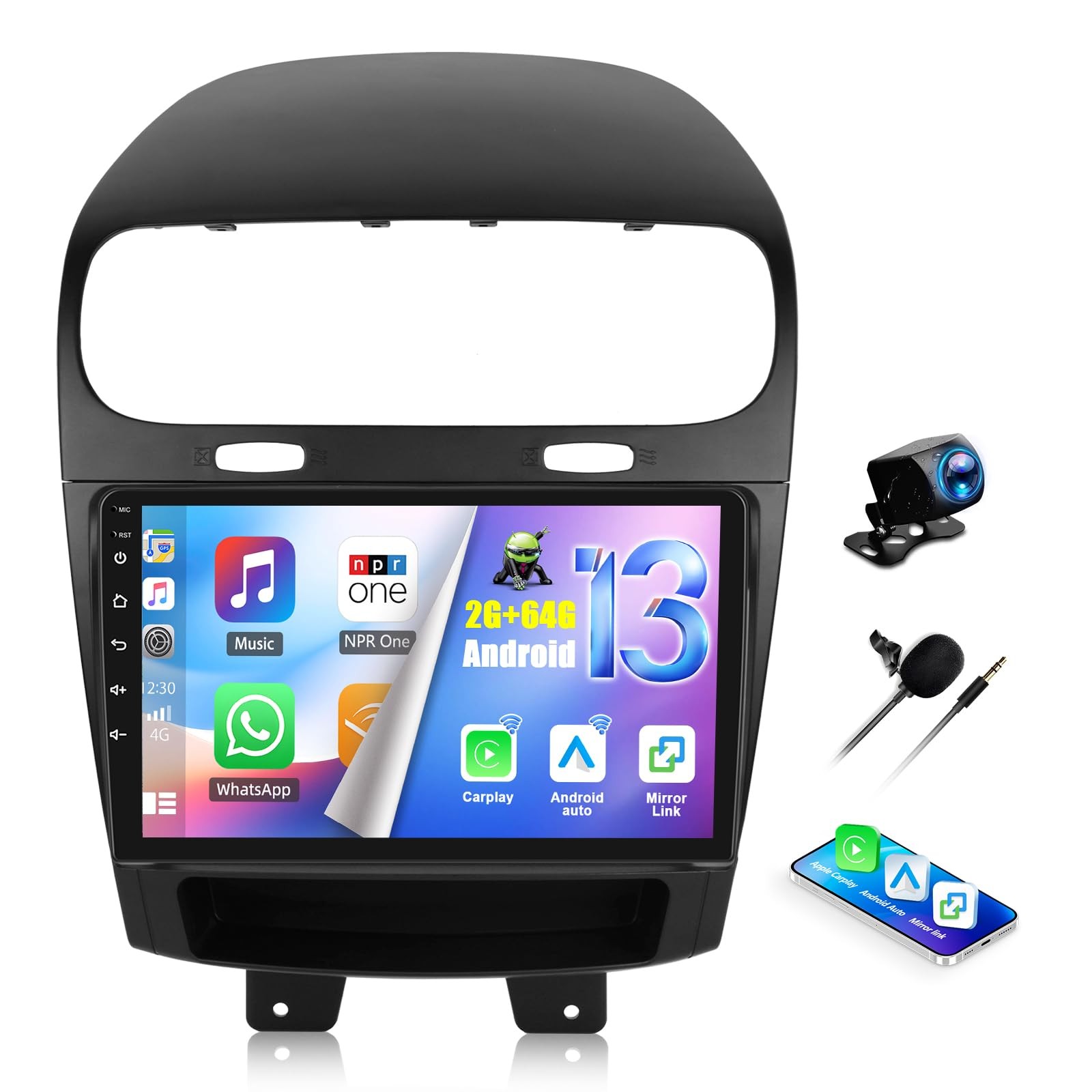 64G For 2012-2019 Dodge Journey Car Stereo Radio Navi Carplay GPS AUTO 1280*800