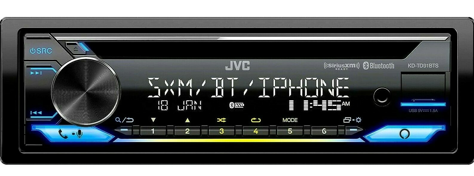 JVC KD-TD91BTS Bluetooth CD Player Android iPhone Pandora MP3 AM FM XM USB Aux