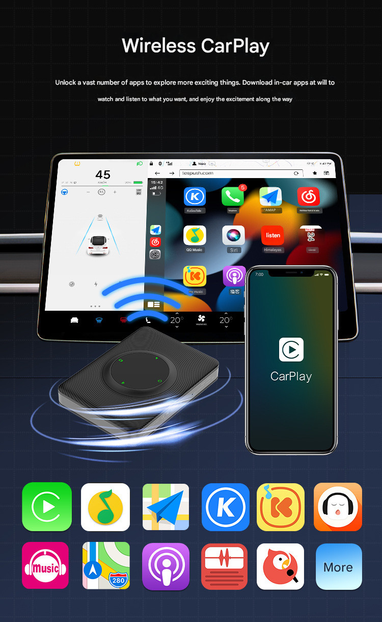Original Car Screen Upgrade Wireless Carplay Tesla Connect Box Androidauto