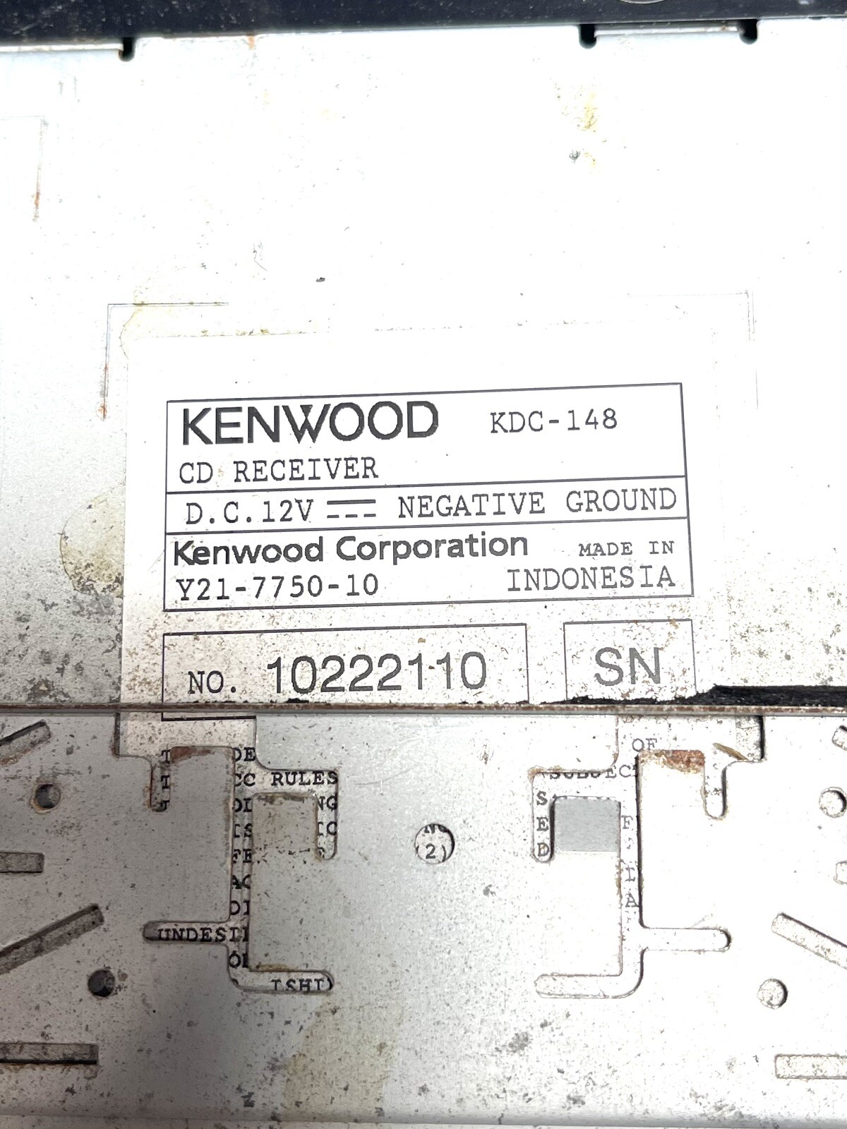 Kenwood KDC-148 CD Player Radio In Dash Receiver Black W/ Radio Cover