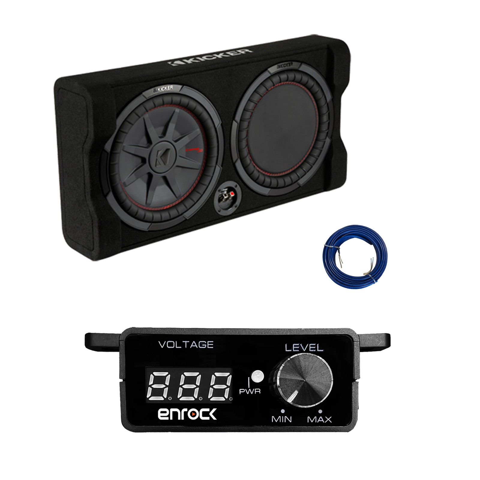 Kicker 12″ 1000 Watt Down-Firing Car Audio Subwoofer, Bass Knob with Wire