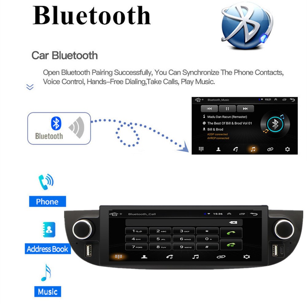 Car Radio Stereo Player GPS Navi Head Unit WIFI SWC Fit For Fiat 500 2007-2018