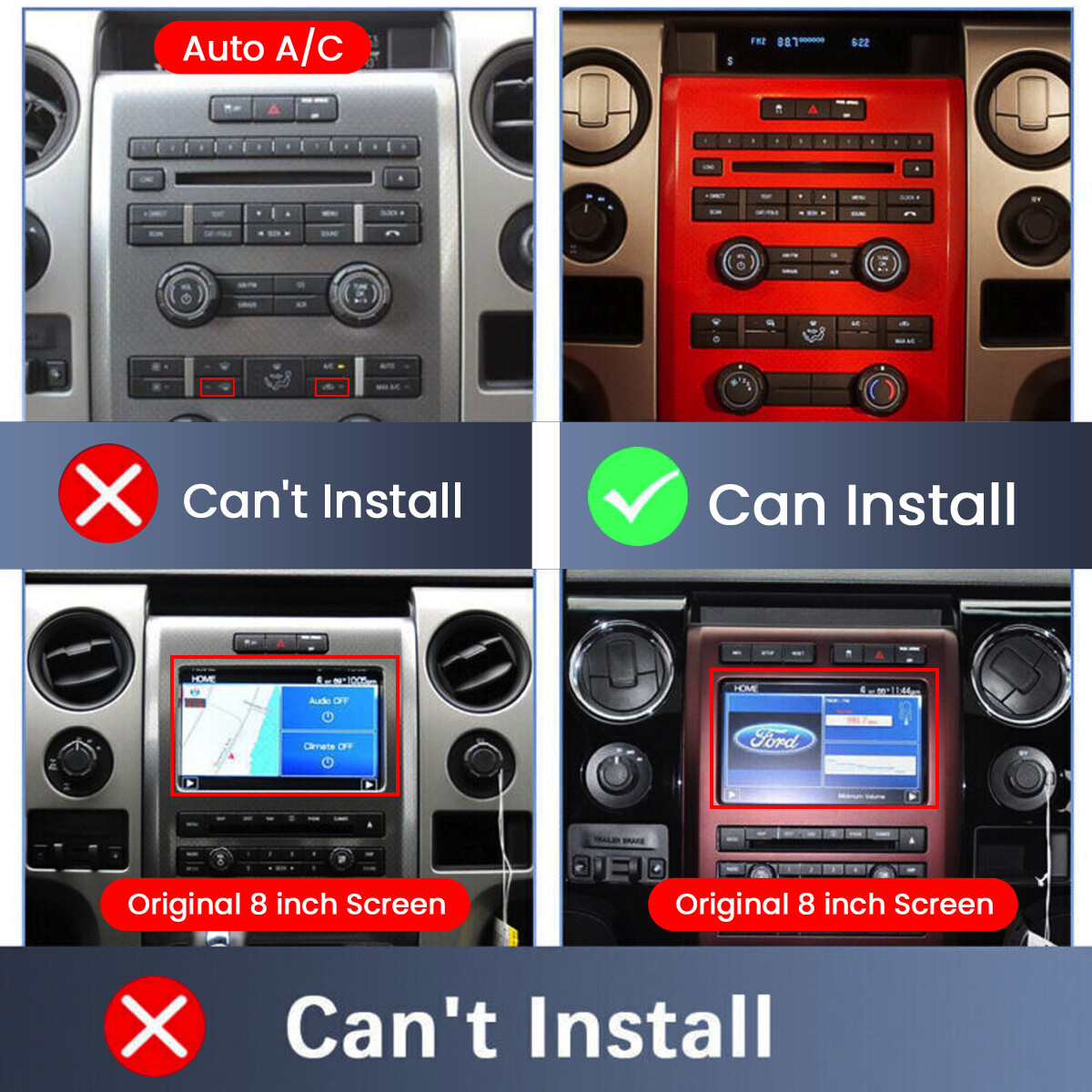 For Ford F150 2009-2014 Carplay Radio FM Stereo Nav WiFi Backup Camera 2+32G