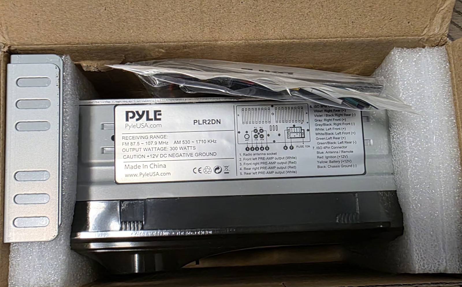 Pyle PLR2DN 2 DIN Stereo Receiver Power Amplifier Bluetooth USB AUX AM/FM Remote