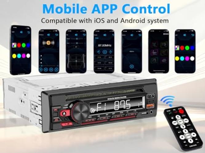 Black CD/DVD Car Stereo with Bluetooth Hands-Free Calling – Push-to – Single DIN