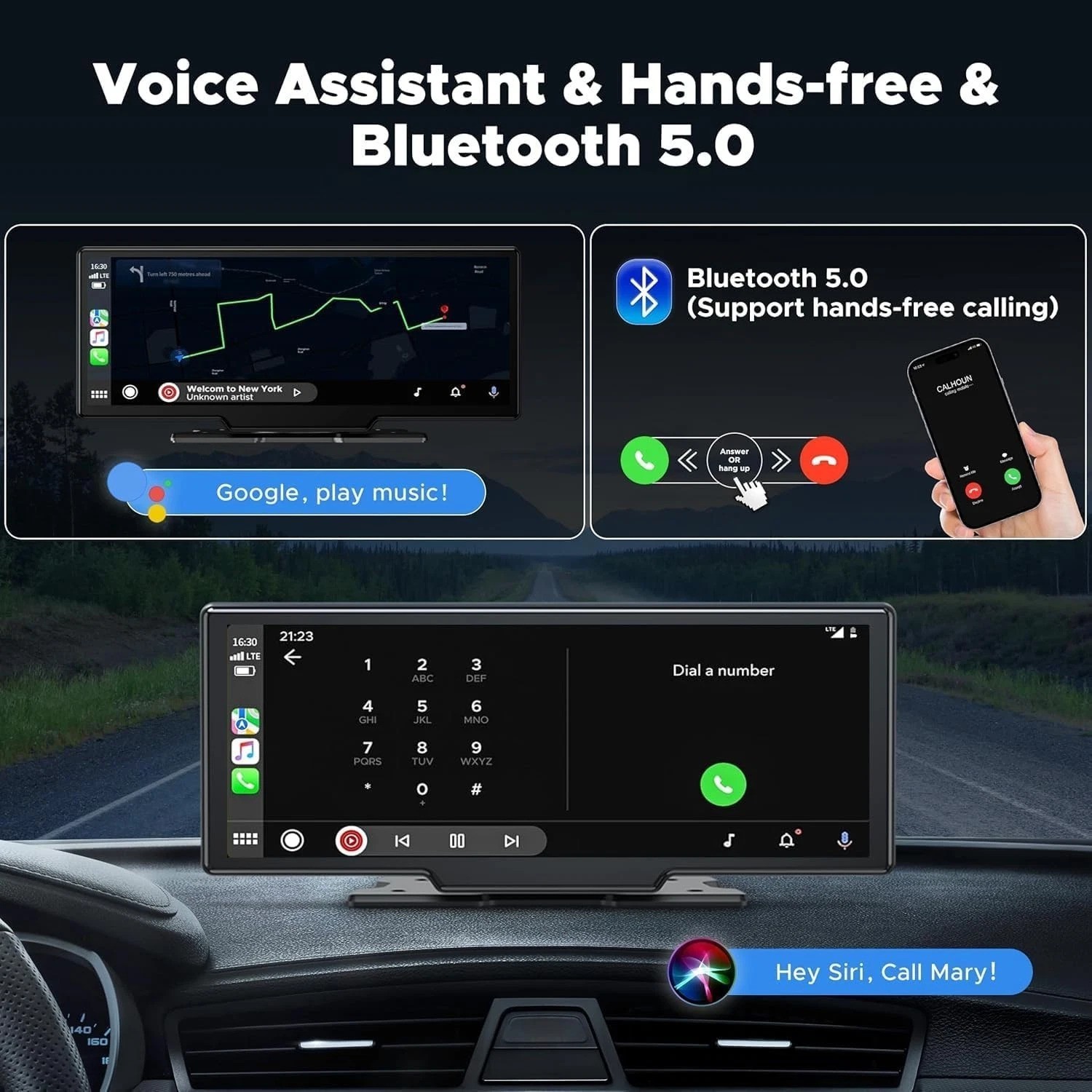 9.26″ Wireless Carplay and Android Auto with 2.5K Dash Cam, 1080P Backup Came…