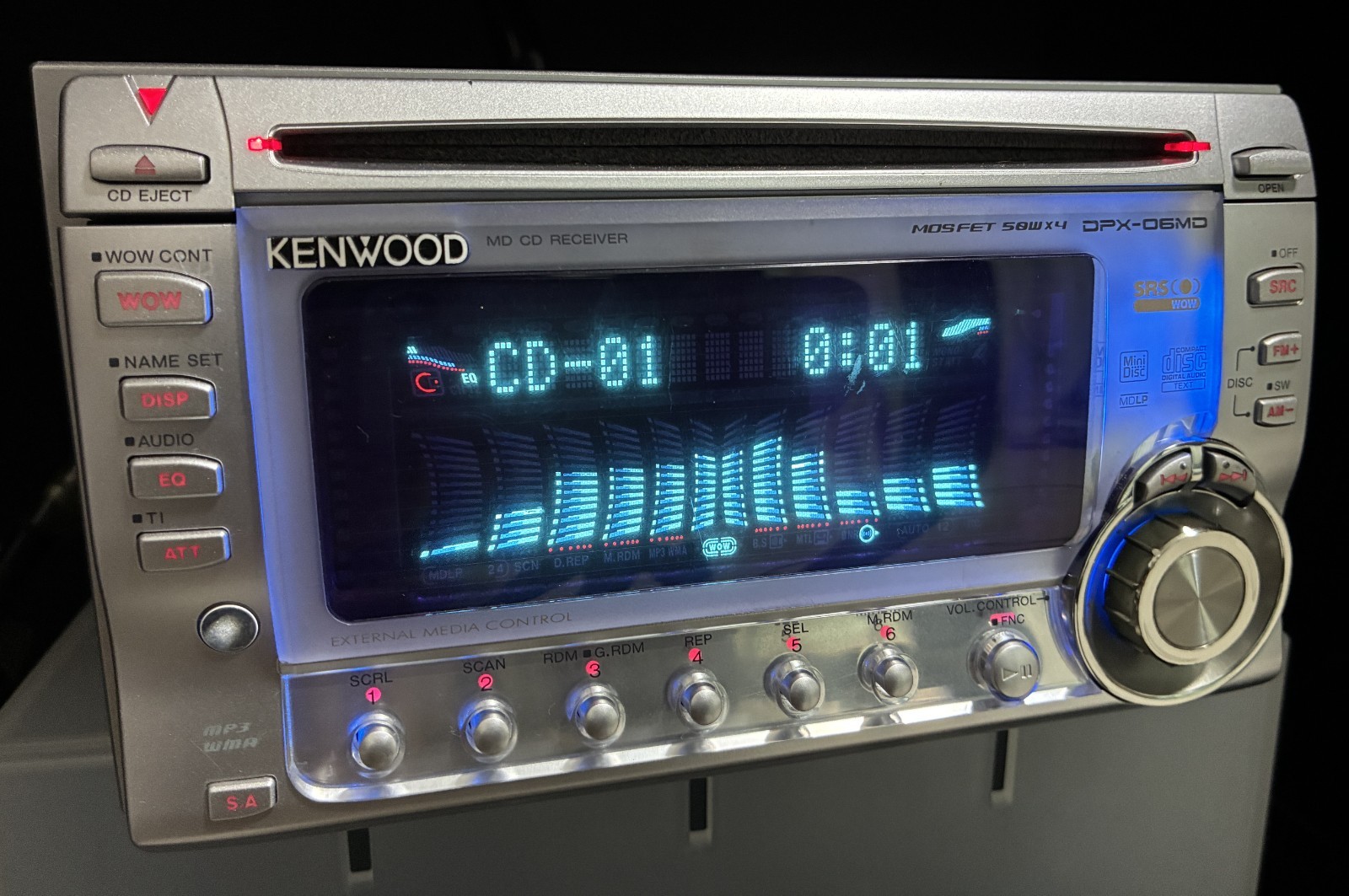 KENWOOD DPX-06MD Car Audio 2DIN CD MD 13PIN-BUS RCA OUTPUT Working Tested JDM