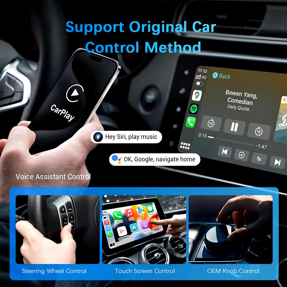 2In1 Wired to Wireless Carplay Android Auto Adapter for OEM Car Stereo with USB