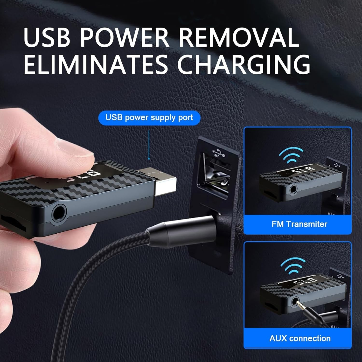 Bluetooth 5.3 USB Receiver 3.5mm AUX Audio Adapter Car Stereo