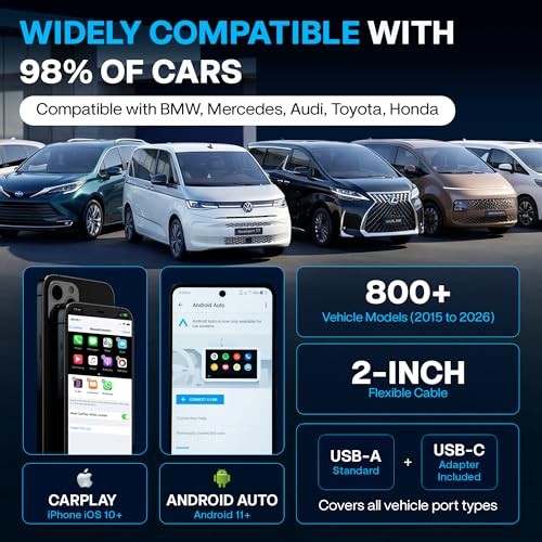 2026 Wireless CarPlay & Android Auto Adapter – Flexible Cable Prevents Port