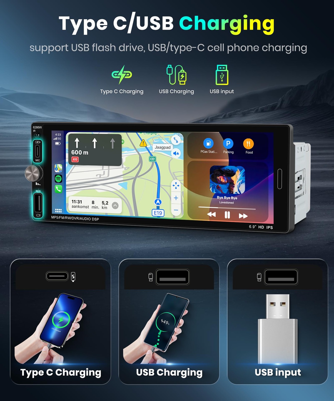 Single Din Car Stereo with Wireless Carplay Android Auto-2025 Upgraded…
