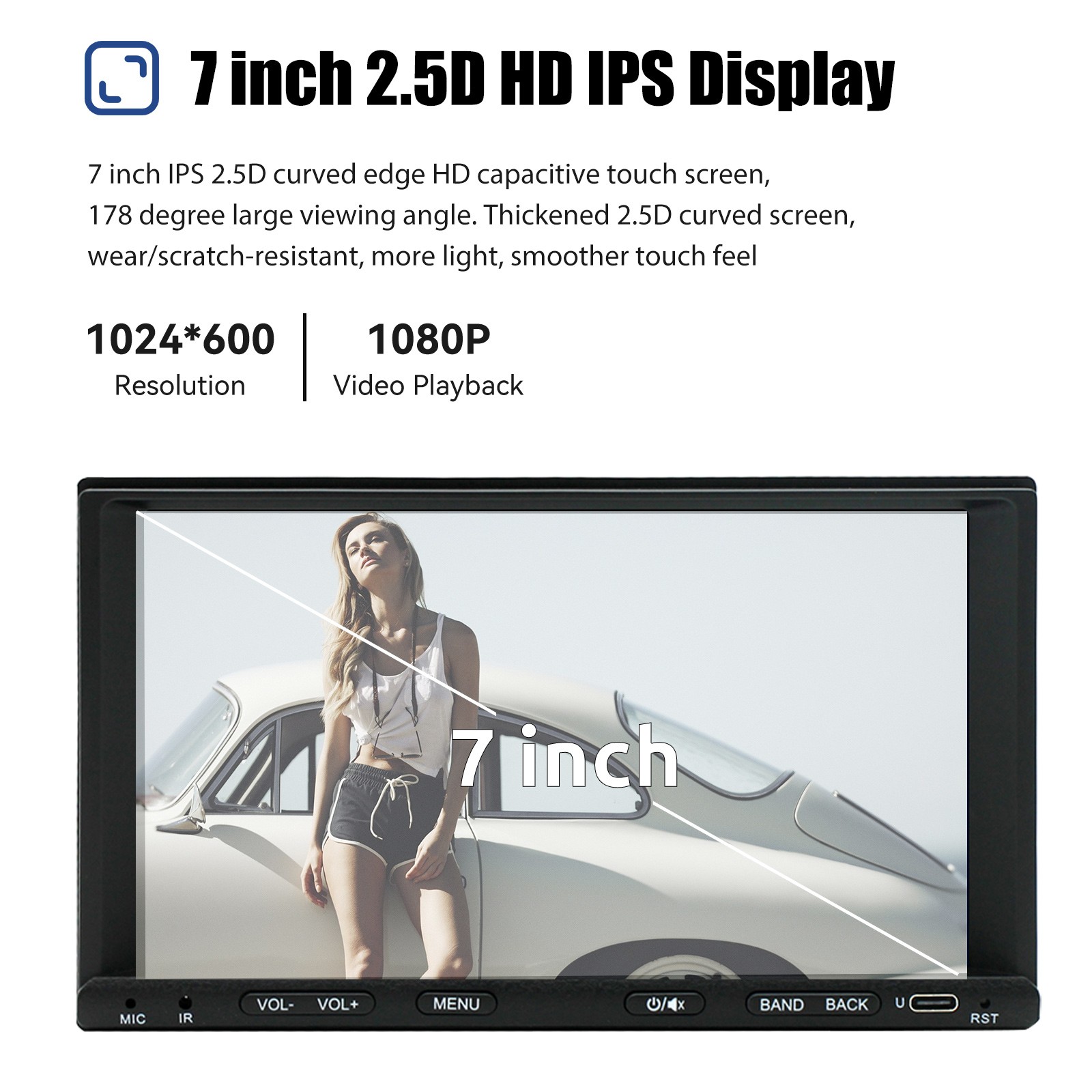 Android 15 4+64G 7″ 2Din Car Stereo Radio GPS Navi Wireless Carplay Android Auto