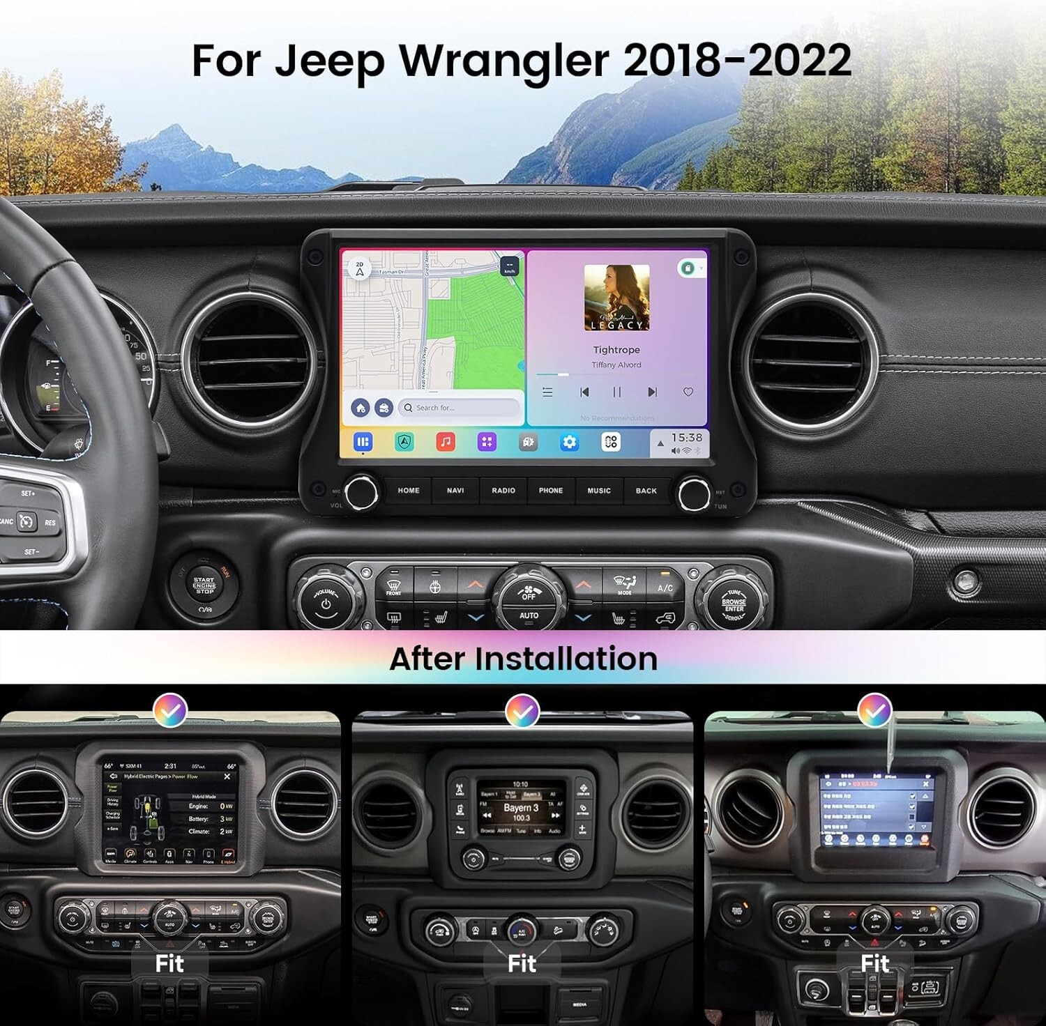 Android 13 10.2″ Car Radio for Jeep Wrangler JL/Gladiator JT 2018-2022 CarPlay