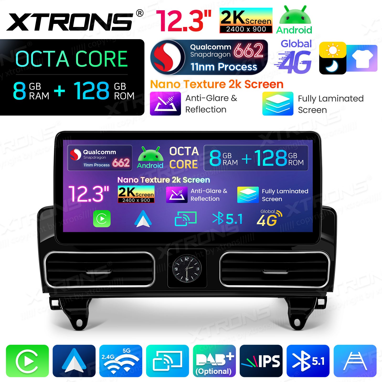 12.3″ Android 14 GPS Navigation for Mercedes ML W166 GL X166 8GB 128GB 2K Screen