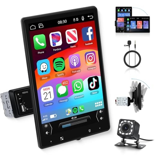 10.4″ Single Din Single Din Touchscreen Car Stereo Wireless Carplay& Android