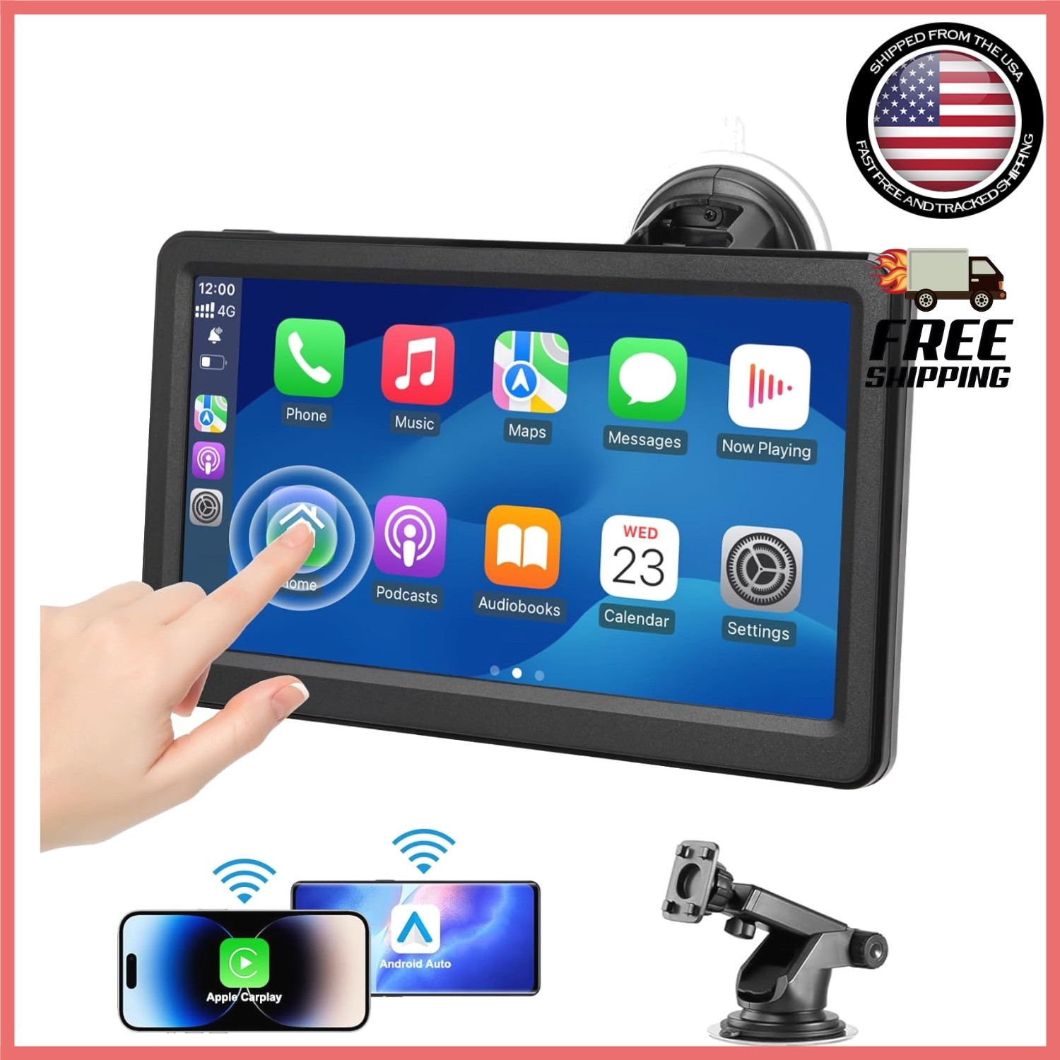 7″ Wireless HD Carplay Display: Seamless Smartphone Integration & Voice Control