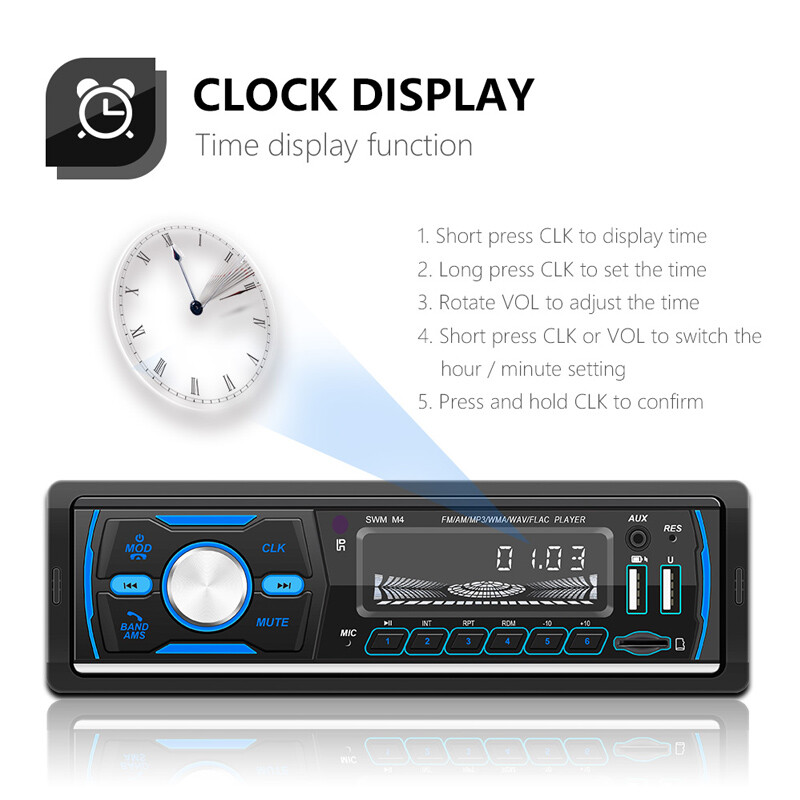 Single 1 Din 12V Car Radio Bluetooth/RDS/AM/FM Rometo Control MP3 Player In-dash