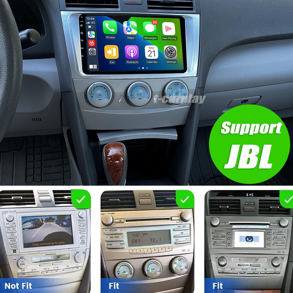 Apple CarPlay For Toyota Camry 2007-2011 Car Stereo Radio Android 12.0 GPS WIFI