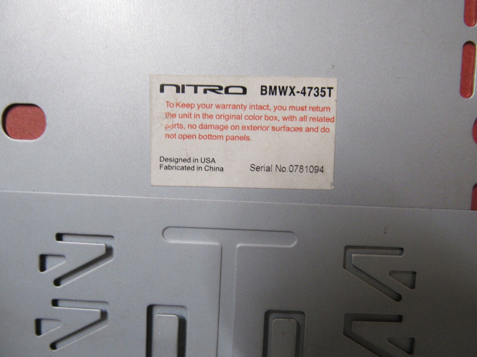 Nitro Audio BMWX-4735T DVD/CD PLAYER MP3, MP4,USB-SD Works Please Read FREE SHIP