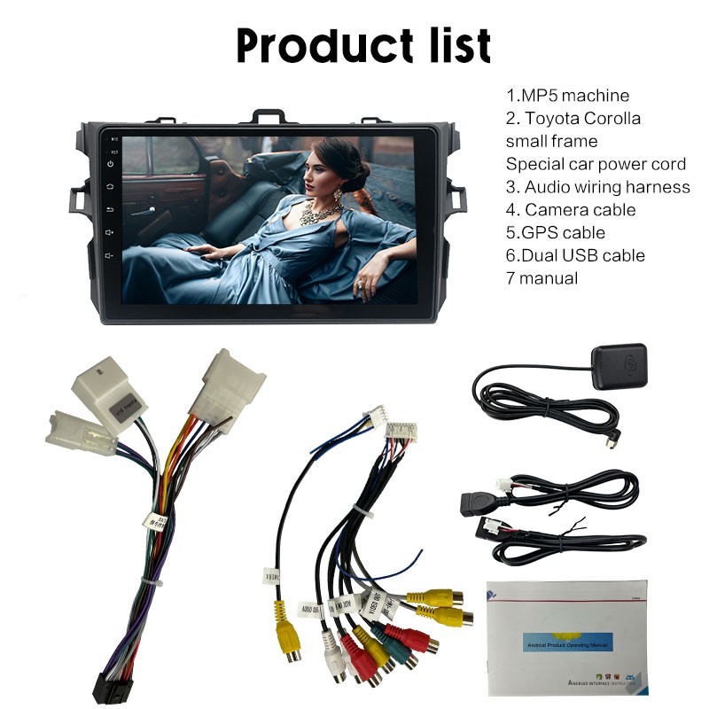 9 Inch 2Din Android 10 Toyota Corolla 2009-2013 Car Radio CarPlay, Bluetooth GPS