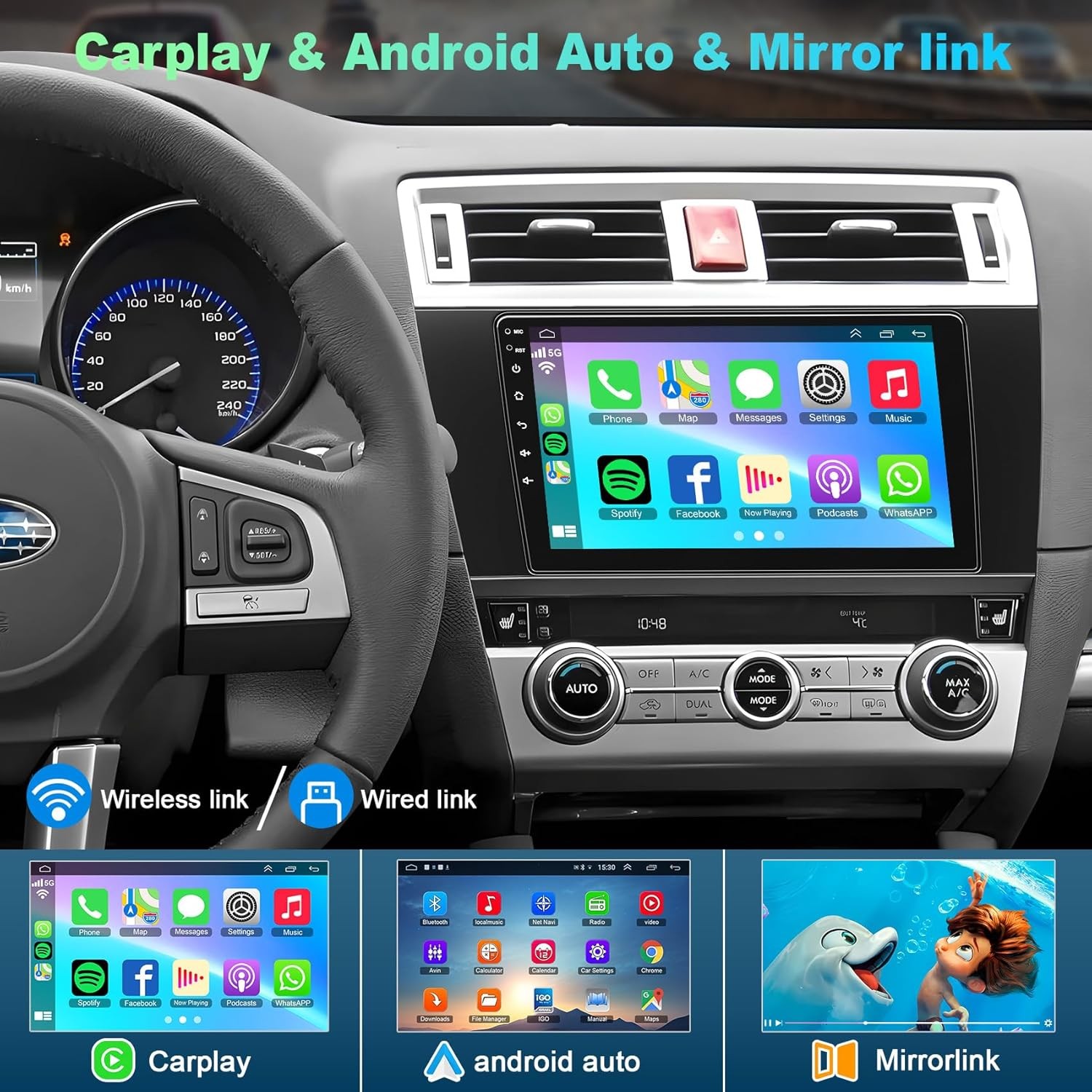 4 core 64G Carplay Android Car Stereo Radio For 2015-2018 Subaru Legacy Outback