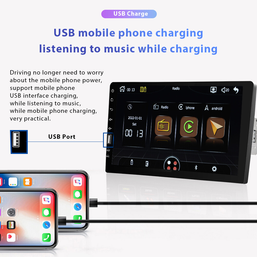 Single 1Din 9″ Car Stereo Radio Apple CarPlay Andriod Auto Touch Screen BT AM/FM