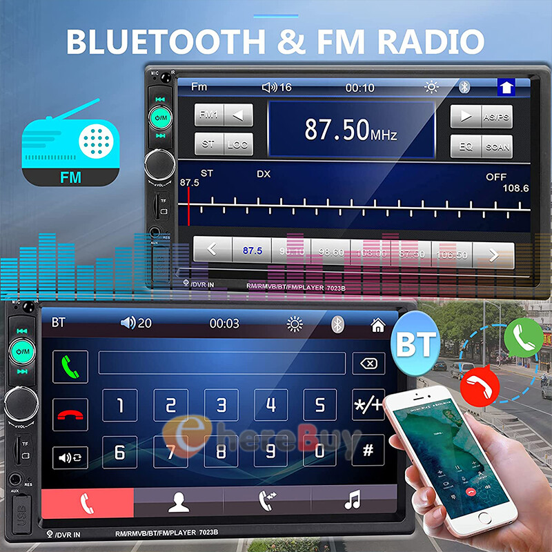 7″ Double 2 Din Car Stereo Radio Bluetooth USB AUX IN TF IOS/Android MP5 Player