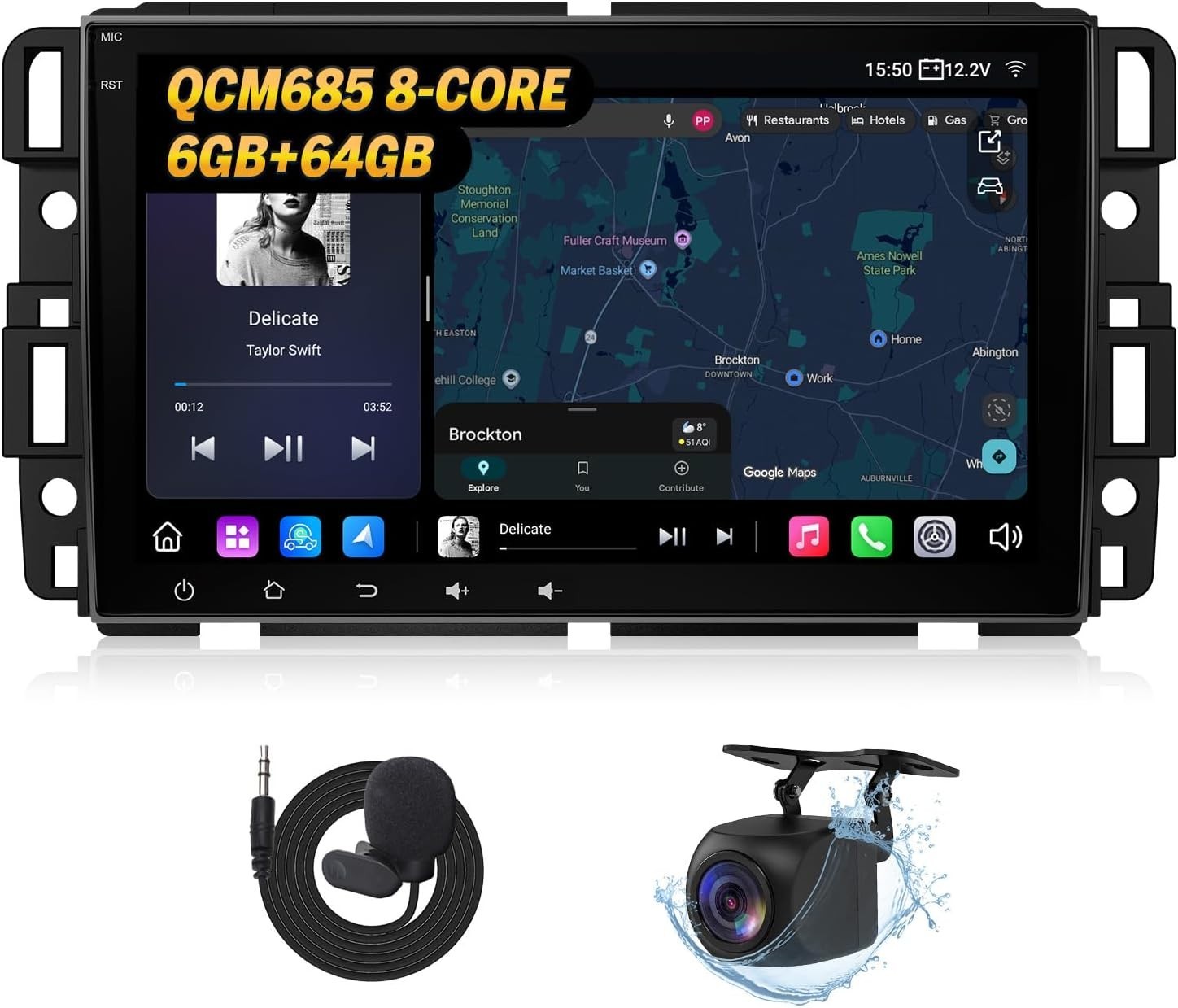 EONON 8″ 8Core 6+64GB Android Auto Carplay for 2006-2013 Chevy GMC Buick Hummer