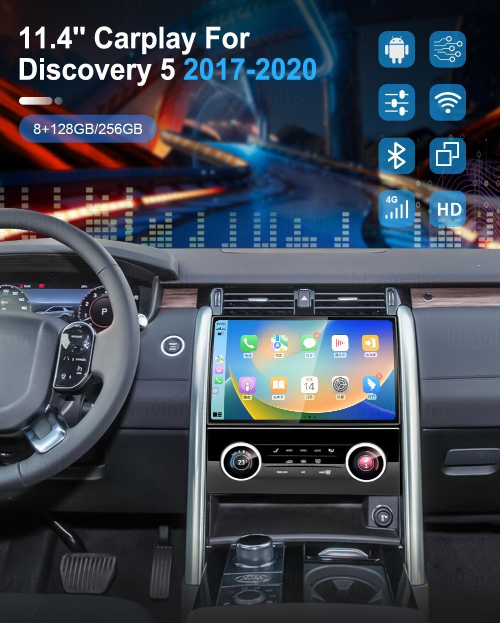 For 17-20 Land Rover Discovery 5 11.4″ Android Carplay Car Stereo Radio 8+128GB