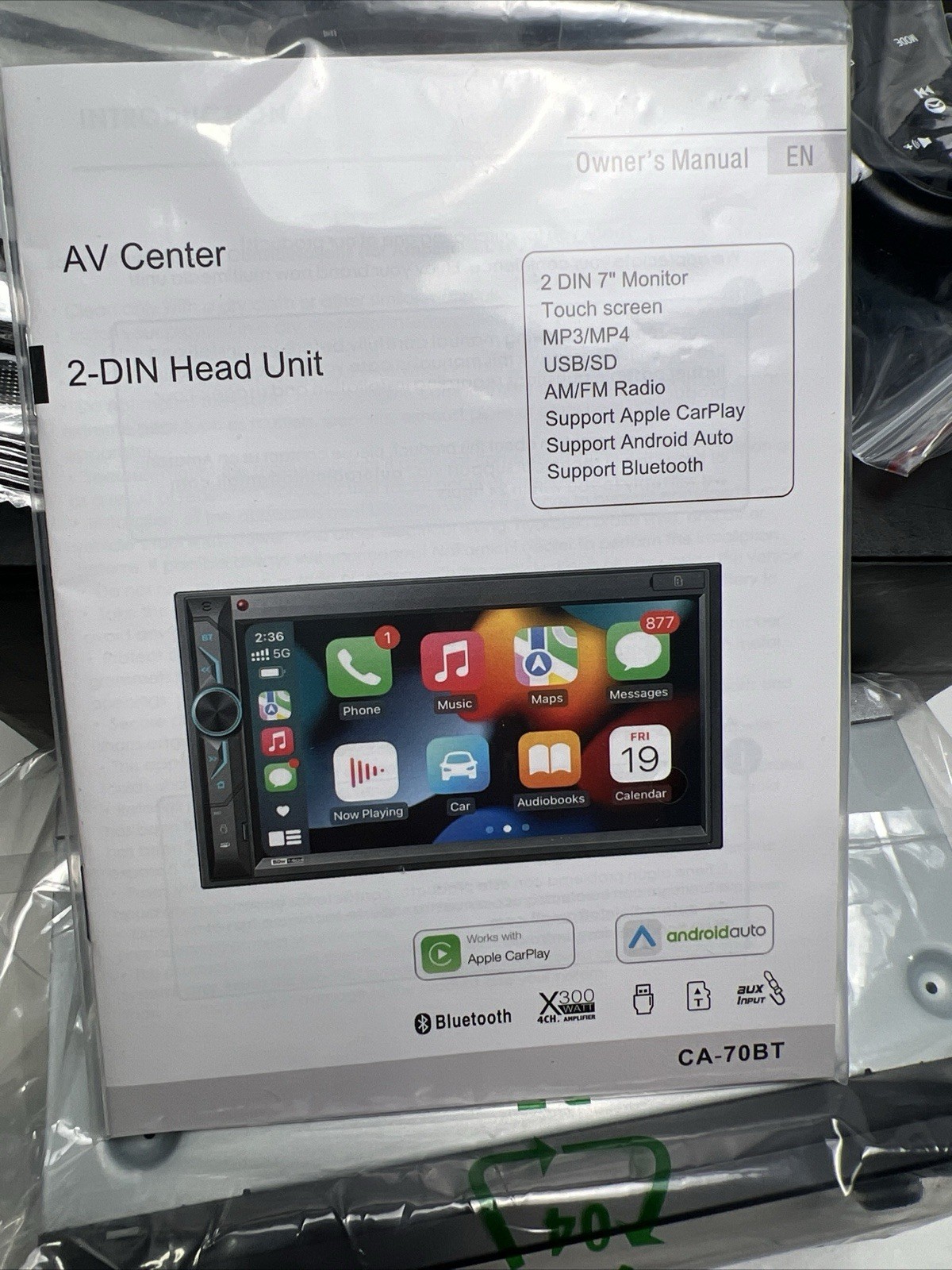 Double Din Car Stereo 7” Touchscreen CarPlay Android Auto Bluetooth Backup Cam