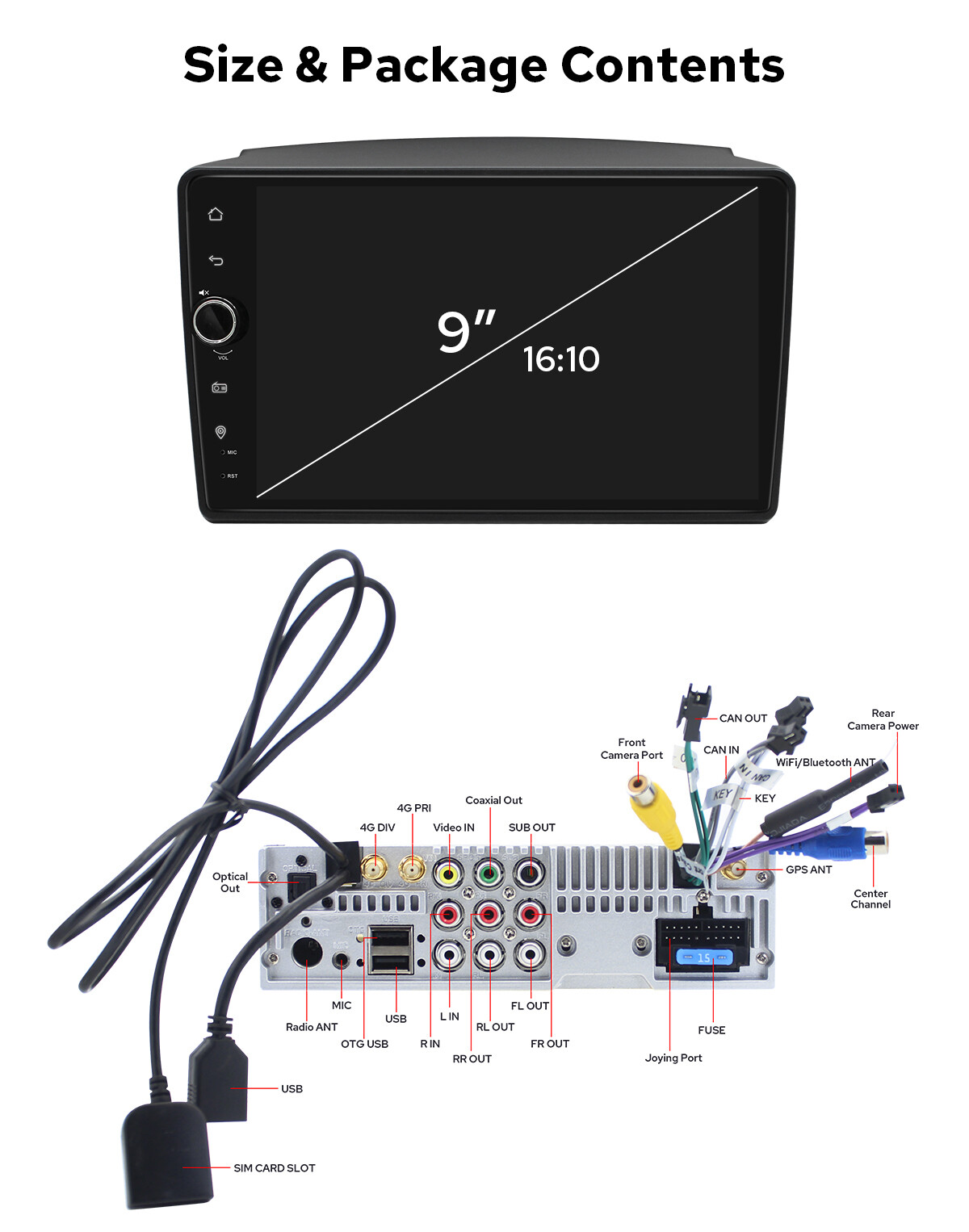 Android 12 9 inch Car Stereo with 4+64GB/ 8+128GB For Toyota Sienna 2004-2010