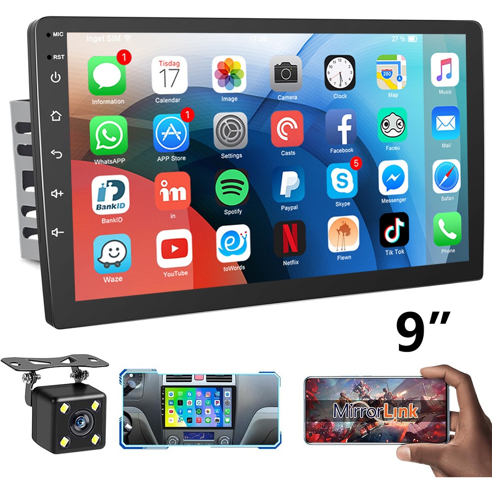 9″ Double 2 Din Android Car Stereo Radio GPS Navi WIFI FM RDS Bluetooth + Camera