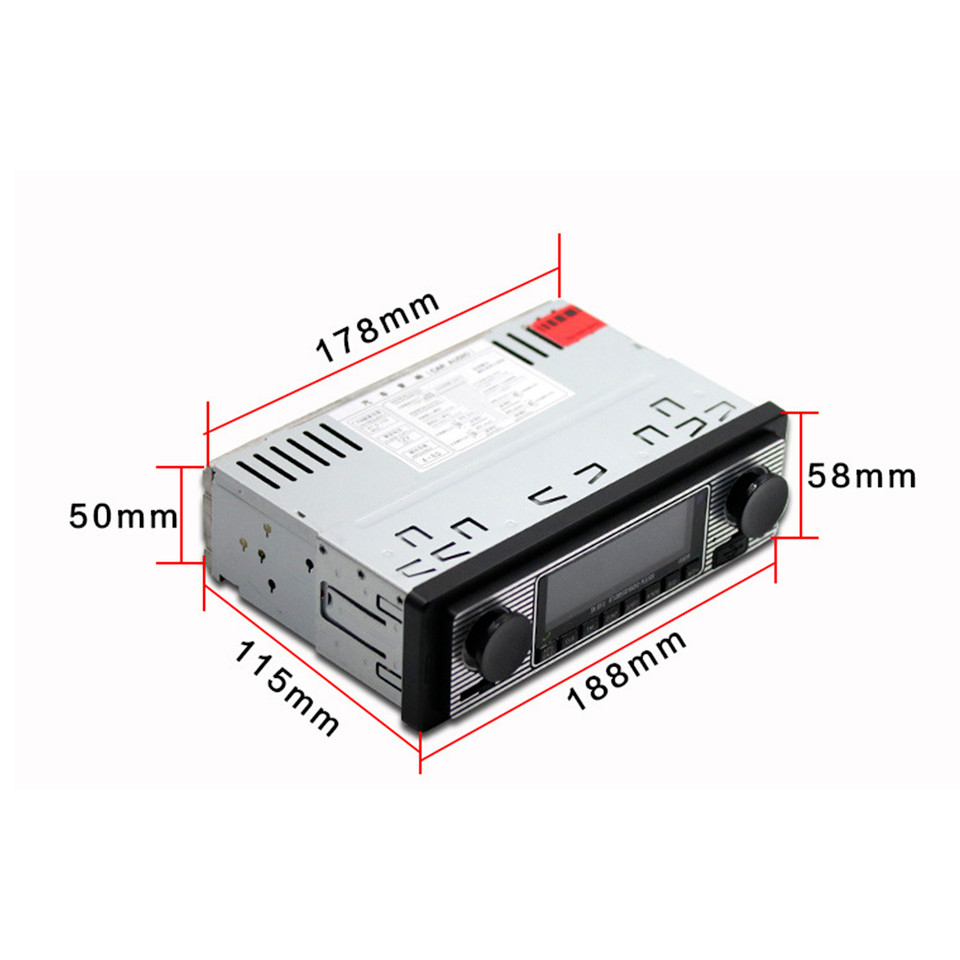 4-Channel Vintage Car Radio Stereo Bluetooth MP3 Player FM AUX Head Unit Remote
