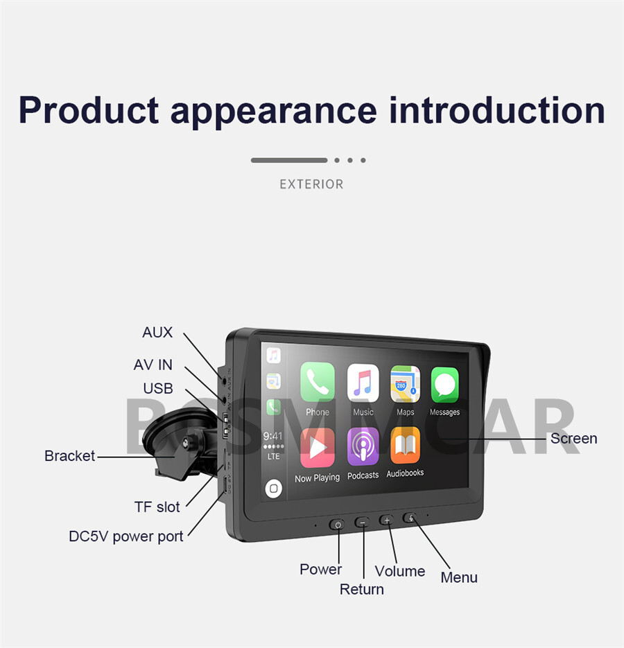 Car Stereo Touch Screen Radio Bluetooth FM Multimedia Player Audio For Carplay