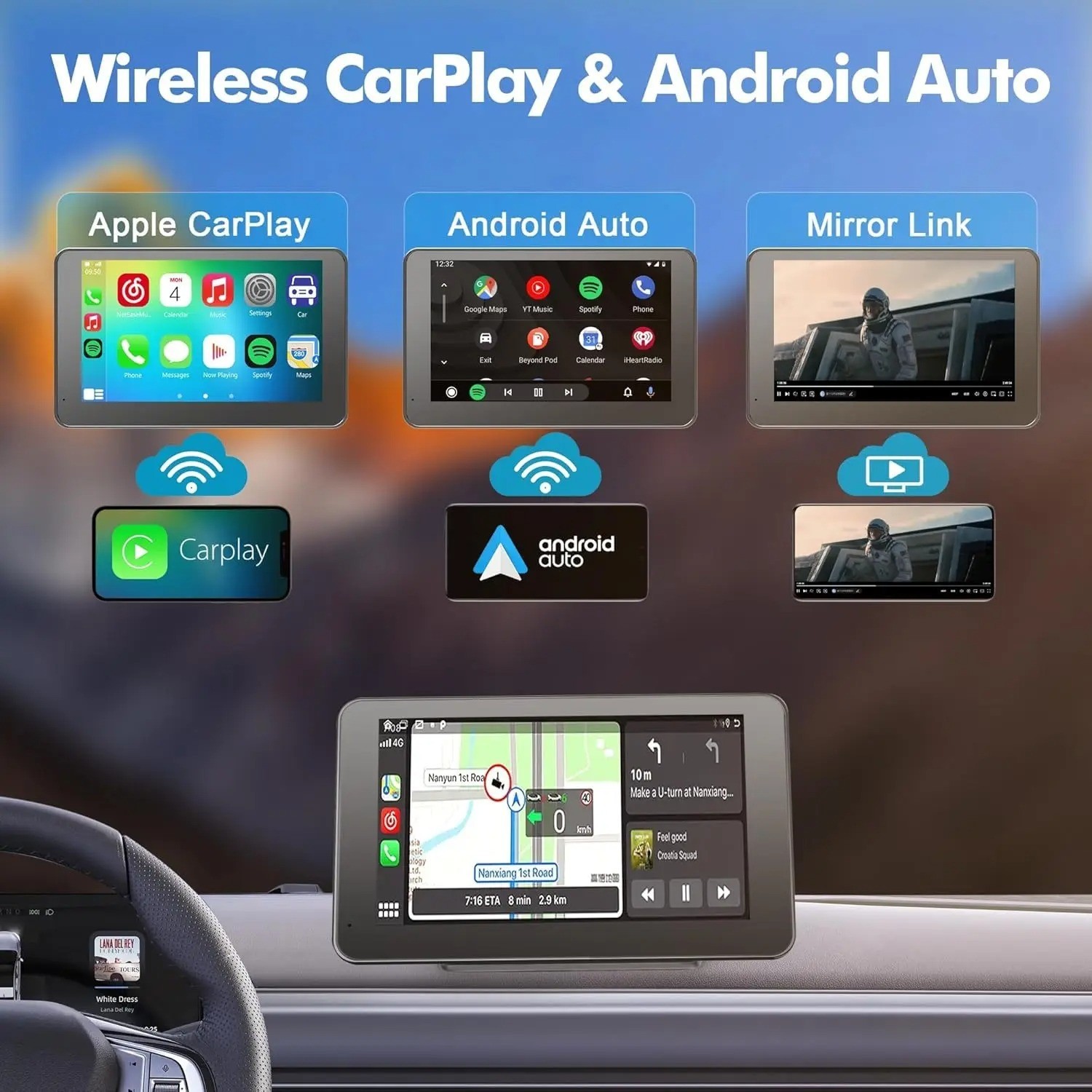 HIEHA PORTABLE WIRELESS CAR STEREO 7″ TOUCHSCREEN MULTIMEDIA PLAYER NEW IN BOX