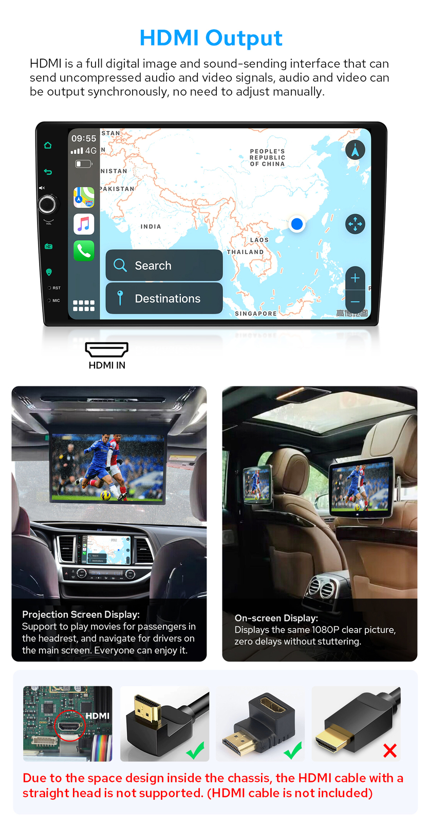 10.1 inch Plug & Play Head Unit For Toyota Highlander 2014-2019 Support HDMI USB