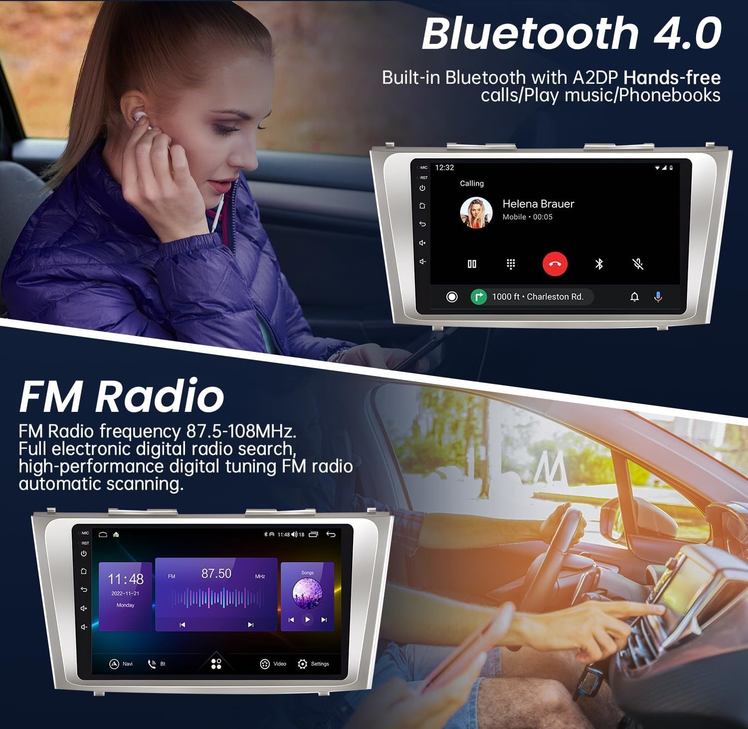 Android12 Apple CarPlay GPS Navi For Toyota Camry 2007-2011 Car Stereo Radio JBL