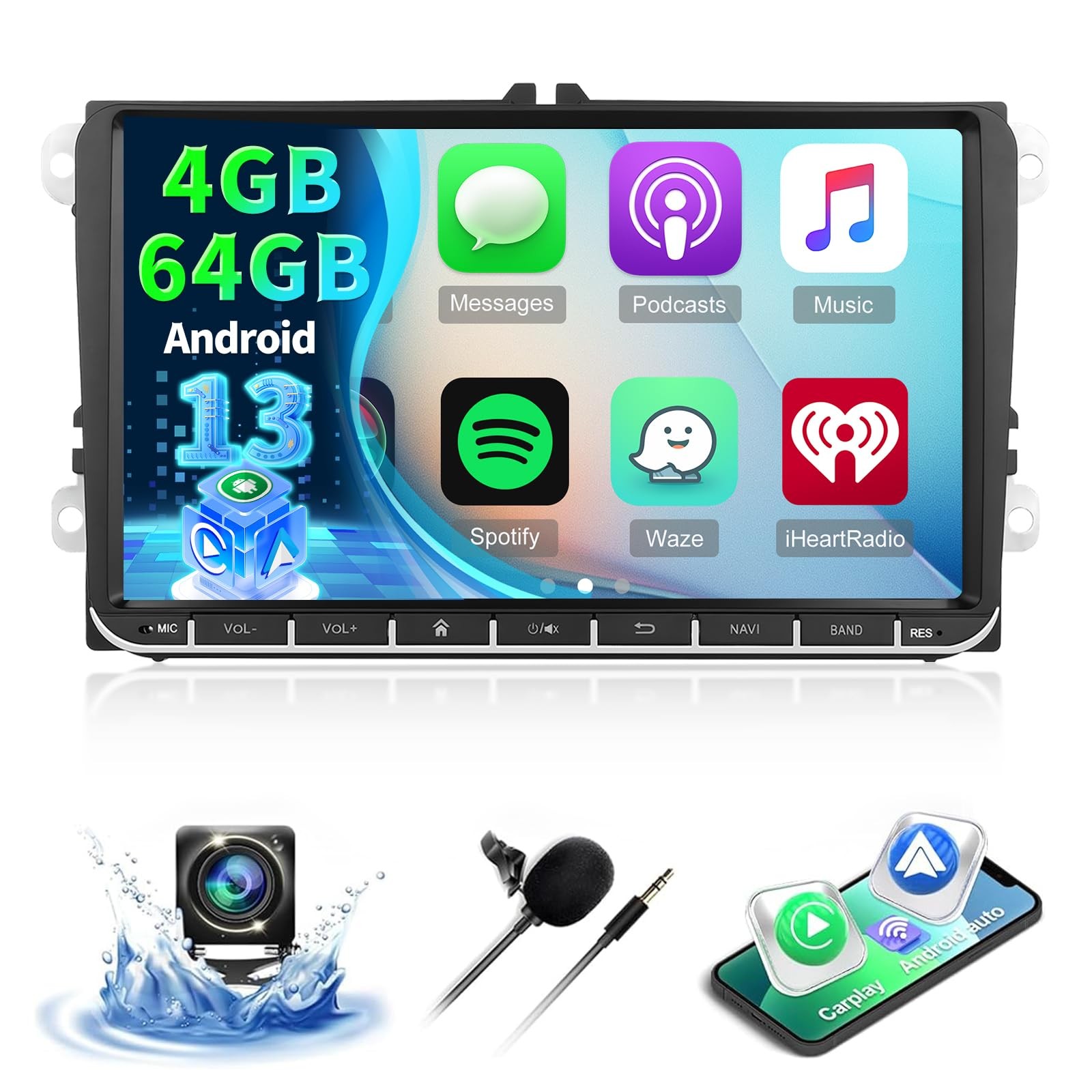 [4G+64G] Android Car Radio for VW Jetta Passat Seat Golf Tiguan Beetle, 9 inc…