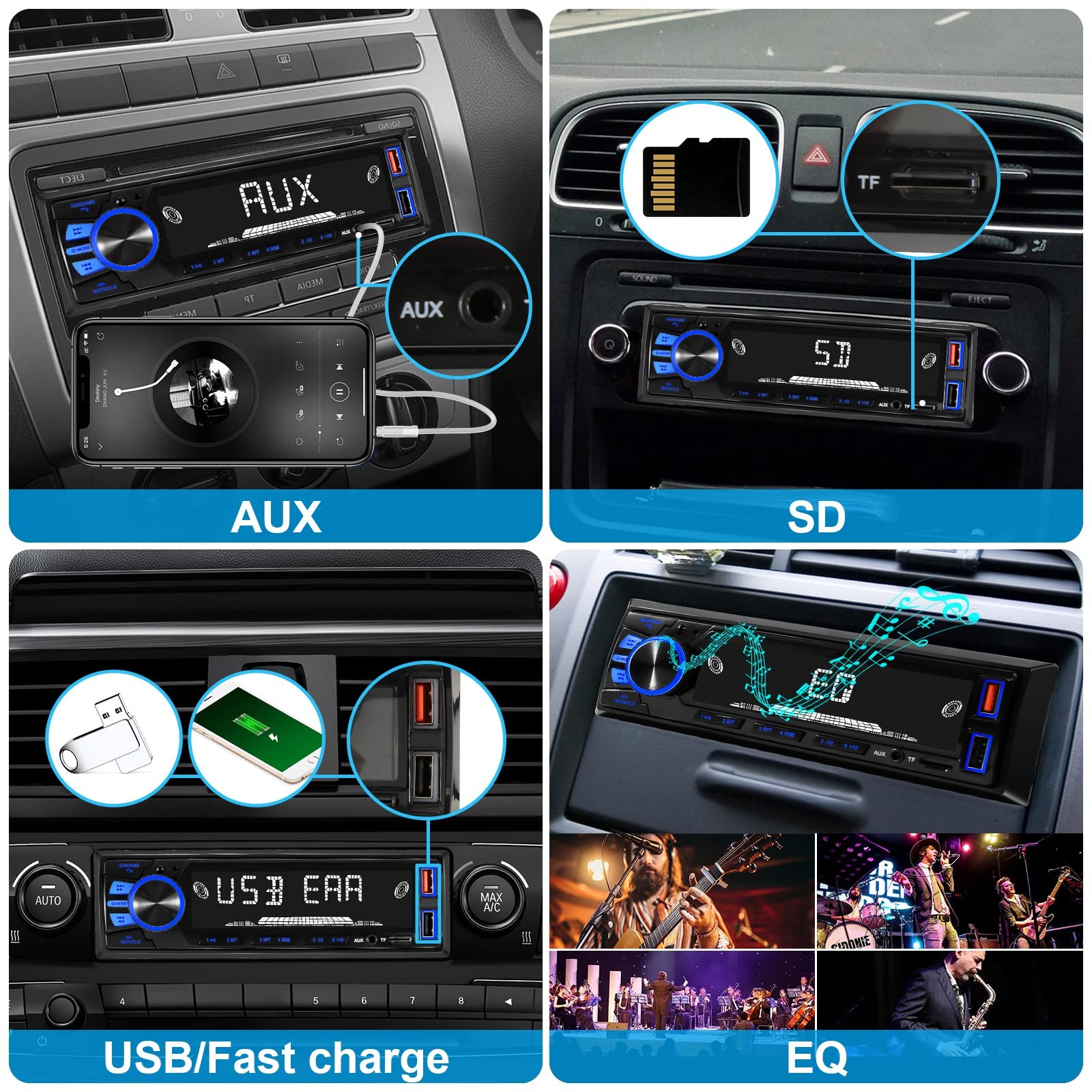 Car Radio Bluetooth Single DIN Car Stereo Audio, Car Audio with Handsfree and…