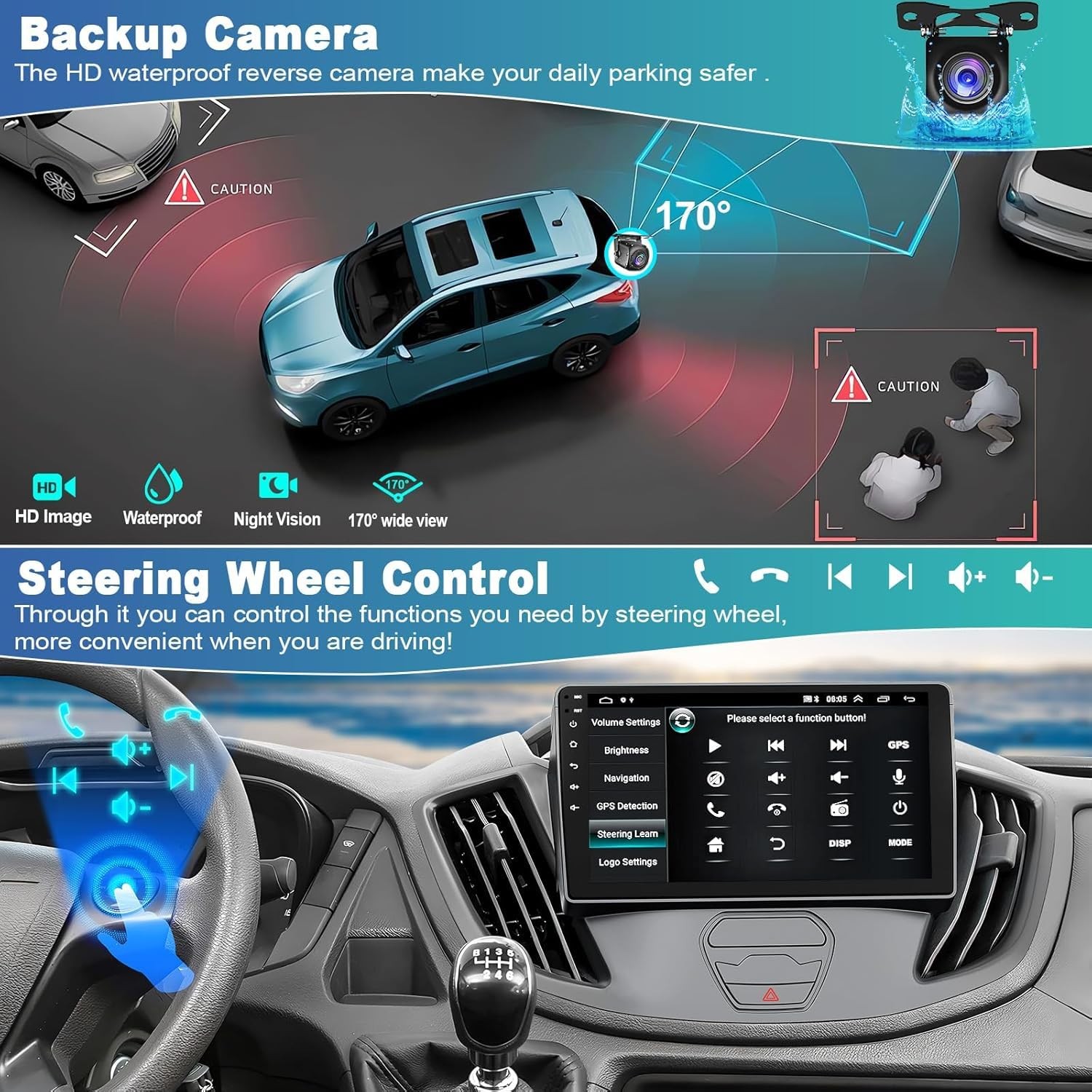 4+64G Android 13 Car Radio for Ford 2013-2019 Transit, 9 Inch IPS Touch Screen