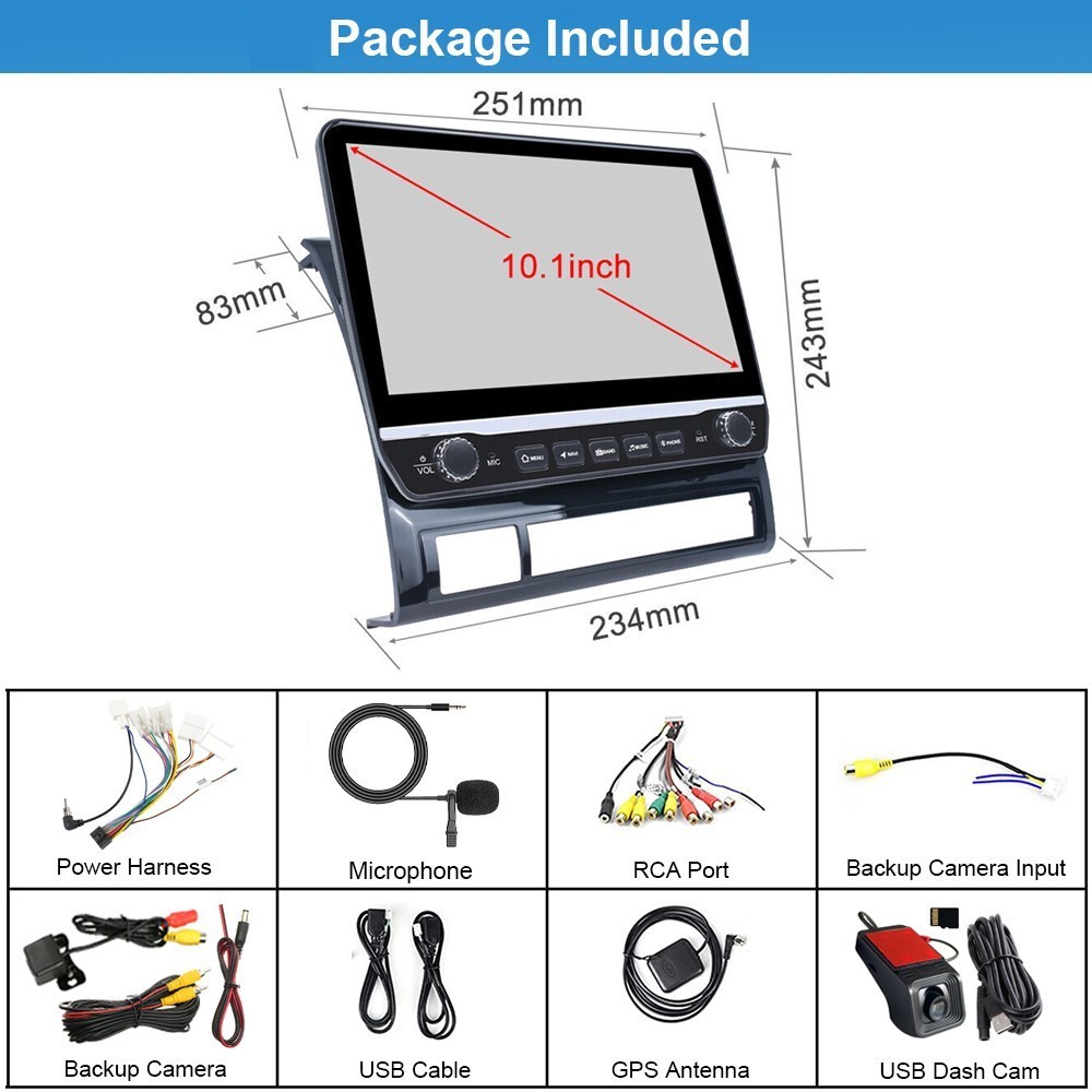 4+64G Car Carplay Radio Stereo GPS Navigation For Toyota Tacoma 2005-2015 Basic