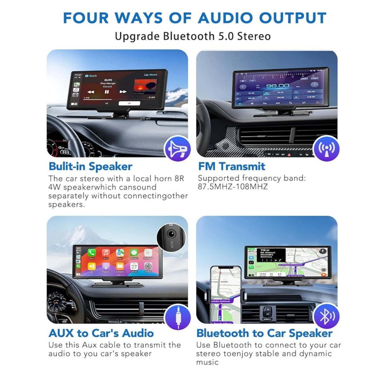 4K Wireless Car Screen CarPlay, 10.26 inches, Smart and Portable Apple CarPlay.
