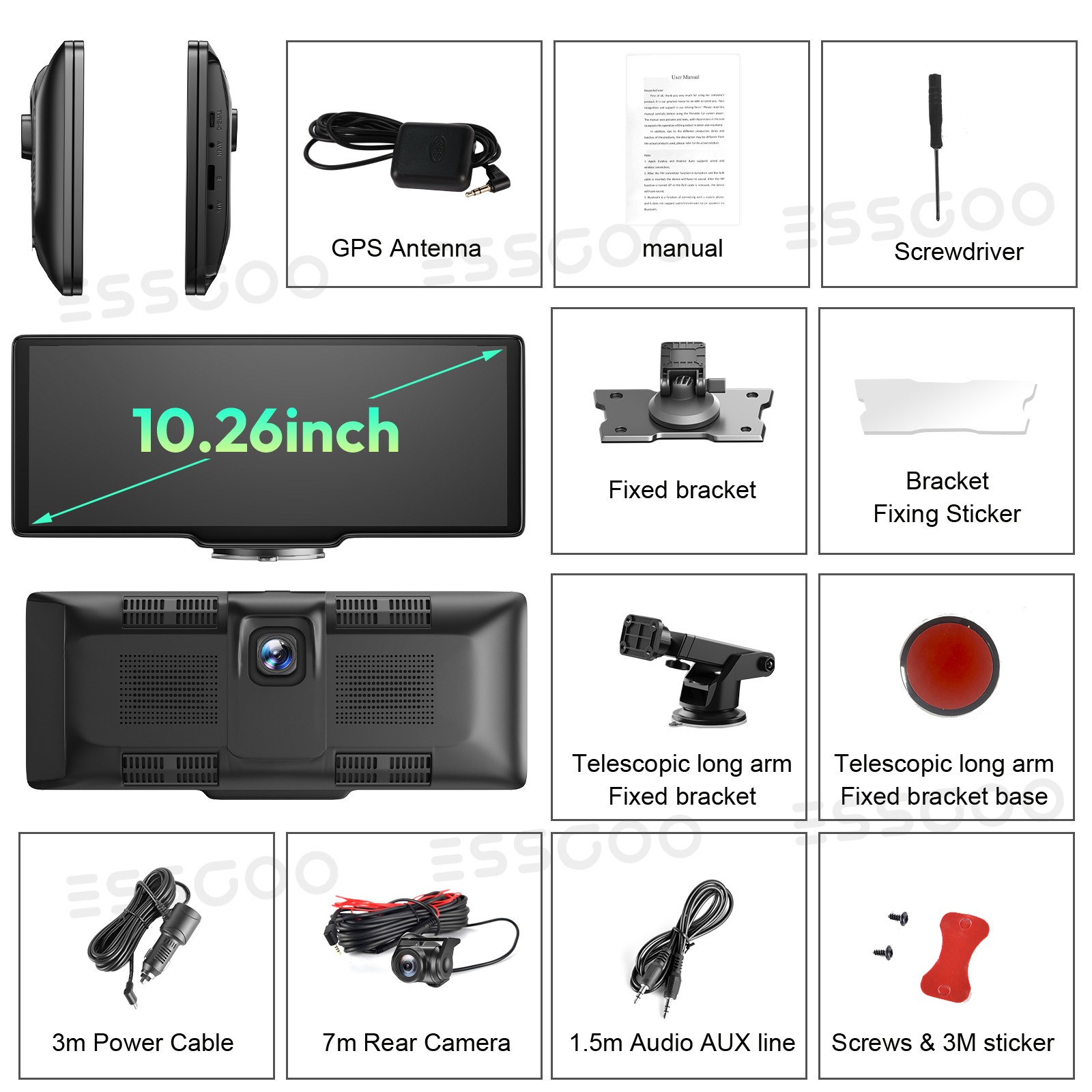 XGODY Touch Screen Dash Cam Car Stereo 4K Wireless Apple Carplay & Android Auto